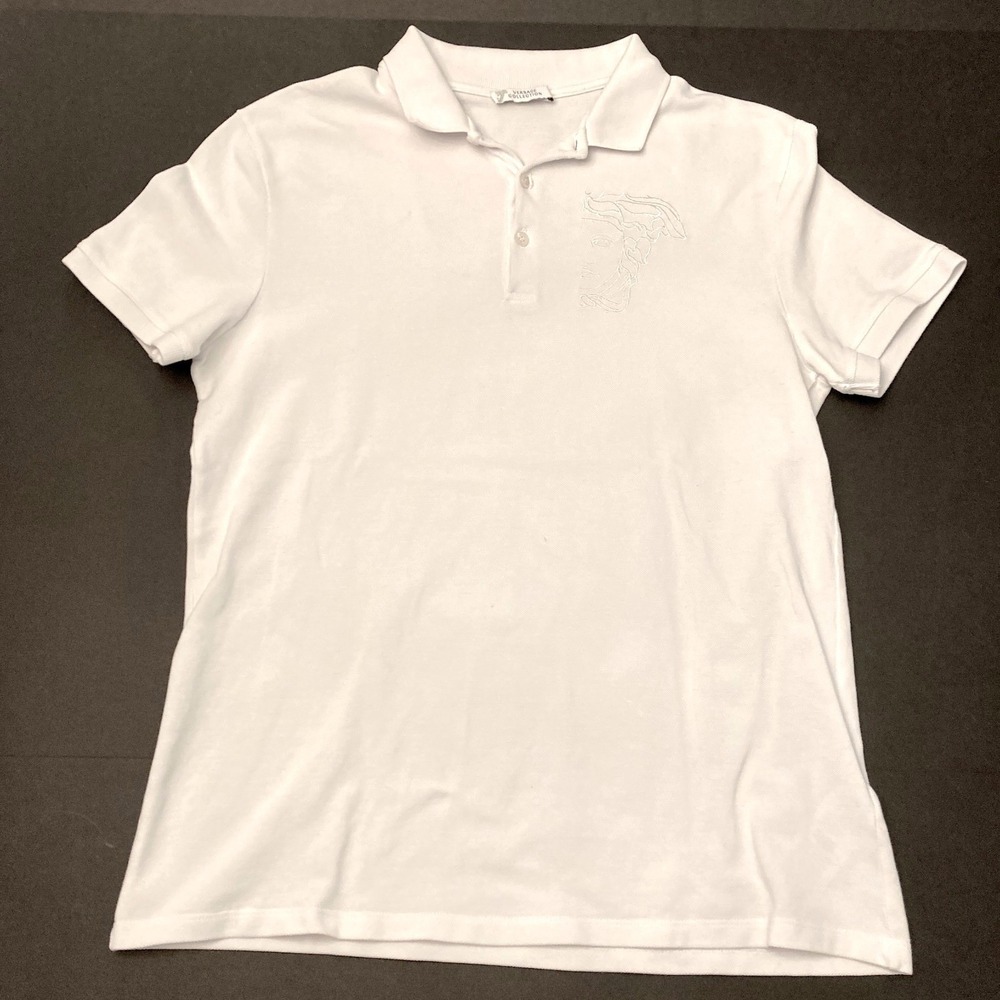 Gianni‎ Versace Collection Polo Shirt White on White Logo Womens Large